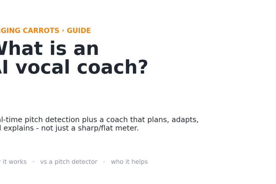 What is an AI vocal coach? Real-time pitch detection plus a coach that plans and adapts, not just a sharp/flat meter