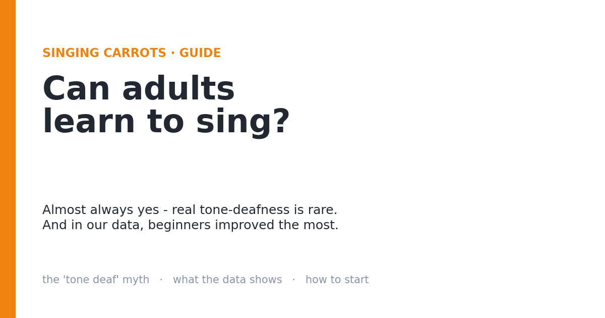 Can adults learn to sing? Almost always yes - tone-deafness is rare and beginners improved the most in the data